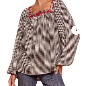 NWT Savanna Jane Black White Gingham Tie Back Size L